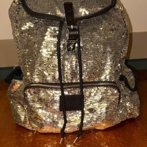 PINK Victorias Secret Gold Sequin Backpack Y2K